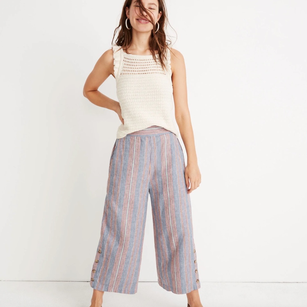 Madewell Pants Tall Side-Button Huston Pull-On Crop Pants